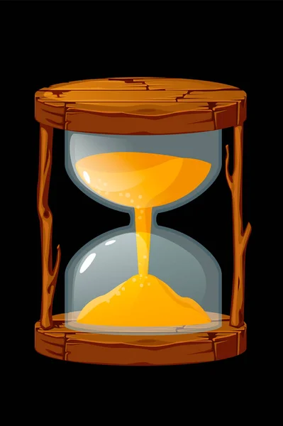Wooden old hourglass for measuring the time for game. — Stock Vector
