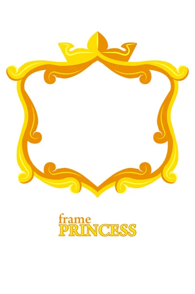 Princess gold frame, cartoon square avatars for graphic design. — стоковый вектор