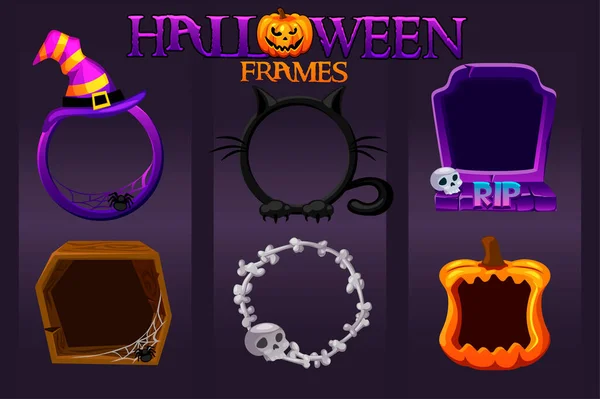 Halloween üres avatar keretek, ijesztő sablonok grafikai tervezés. — Stock Vector