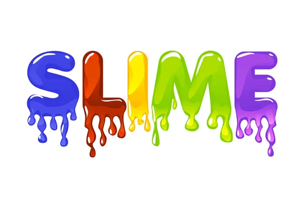 Slime Testo Multicolore Sfondo Bianco Progettazione Grafica Banner Illustrazione Vettoriale — Vettoriale Stock