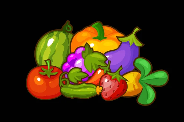 Bayas y verduras frescas, frutas orgánicas del jardín a la caza. — Vector de stock