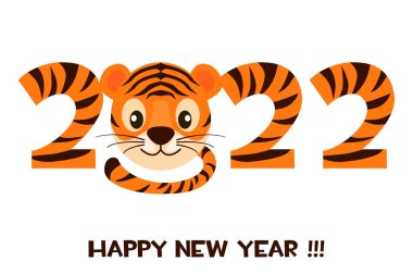 Kartpostal kaplanı mutlu yıllar 2022 grafik tasarımı için.