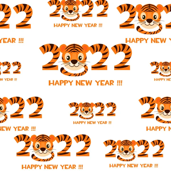 Безшовний візерунок тигра щасливий новий рік 2022 для графічного дизайну — стоковий вектор