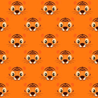 Duvar kağıdı için kusursuz desenli çizgili şirin kaplan yüzü.