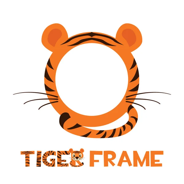 Avatar frame tijger, rond dier template voor spel. — Stockvector