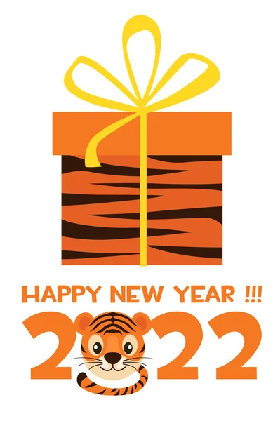 Листівка тигр щасливий новий рік 2022 і подарунок для графічного дизайну . — стоковий вектор