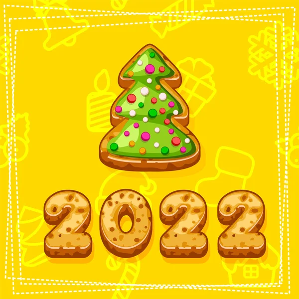 З Різдвом і з Новим роком 2022, різдвяне печиво — стоковий вектор