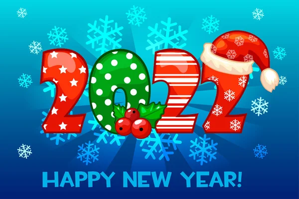 2022 Boldog Évet Üdvözlő Kártya Háttér Hópelyhek Vektoros Illusztrációs Plakát — Stock Vector