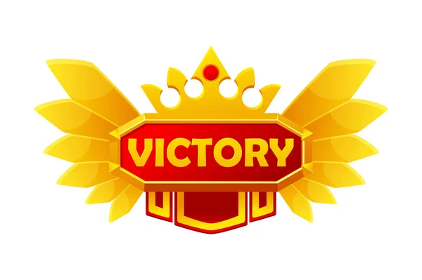 Vítězství pop up zlatá aktiva ocenění s korunou pro hru. — Stockový vektor