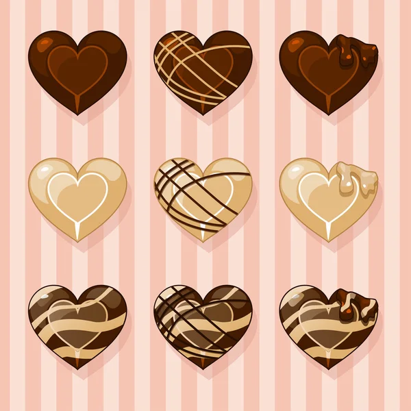 Chocolats en forme de cœur — Image vectorielle