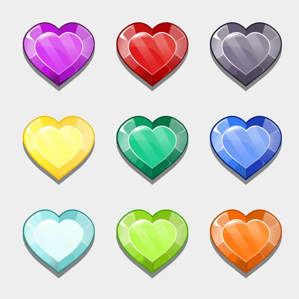 Iconos cristal corazón _ vector — Vector de stock