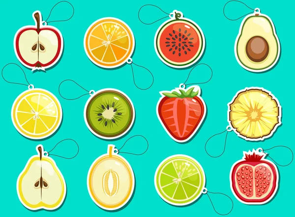 Frutas e bagas icons _ stickers —  Vetores de Stock