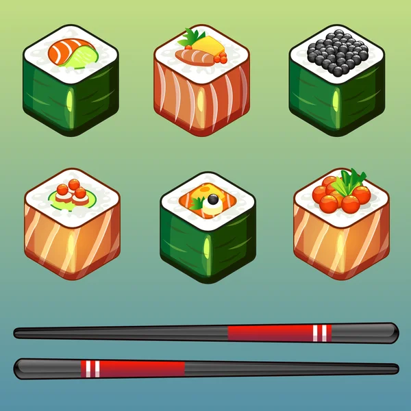 Vektor-Sushi-Set-Symbole — Stockvektor