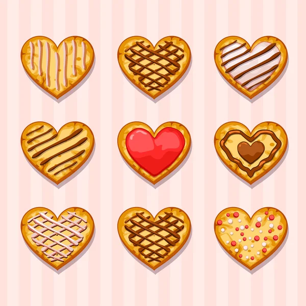 Set Cookies coeur — Image vectorielle