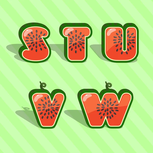 Wassermelone Portion Alphabet stuvw — Stockvektor