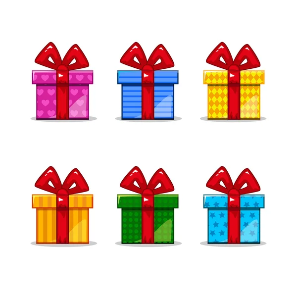 Set de iconos de caja de regalo plana — Archivo Imágenes Vectoriales