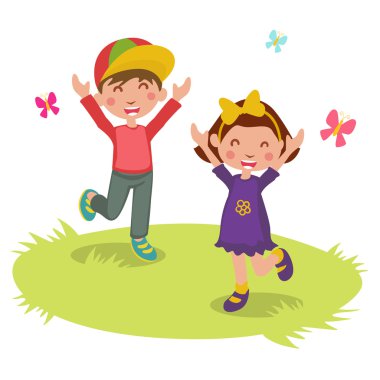 Vector illustration of Happy kids cartoon 2 vector