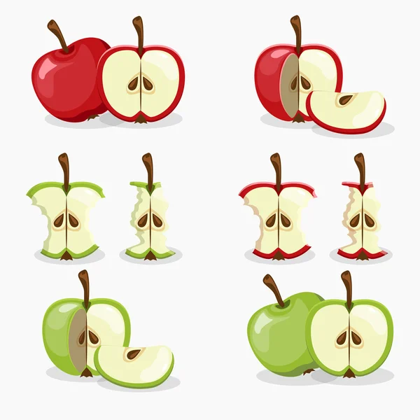 苹果和苹果切水果套 — 图库矢量图片