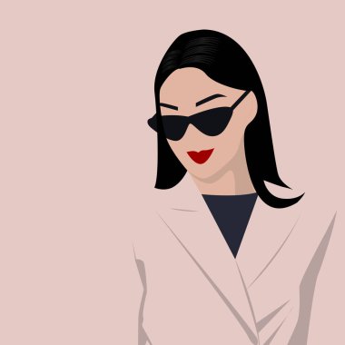 Vektör çizimi, modern kadının kadın konsepti çizimi. Posterler, duvar resimleri, kartpostallar, baskılar için mükemmel. Çağdaş portre. Asgari biçim.