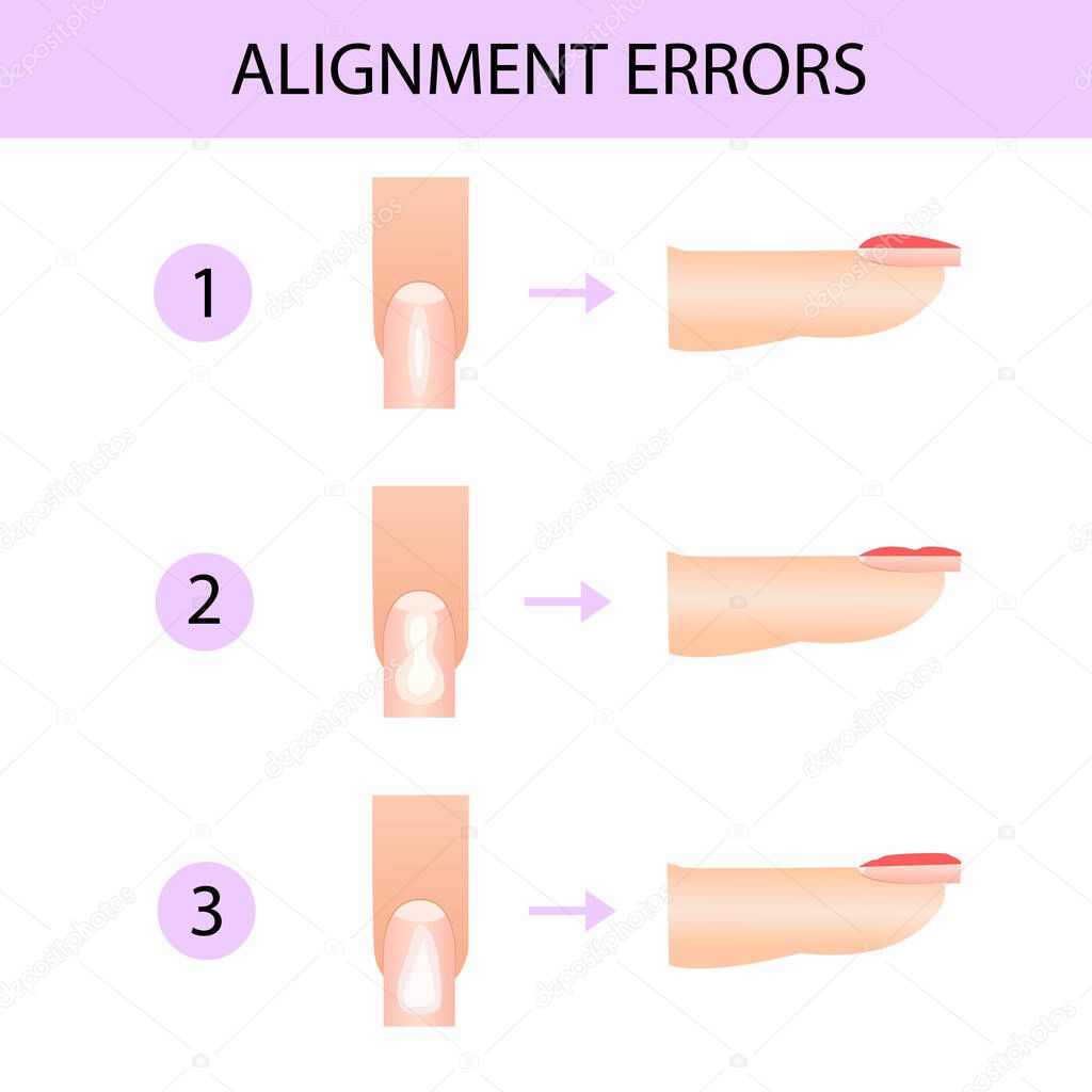 Alignment of the nail plate. Professional manicure guide, Vector illustration, infographics