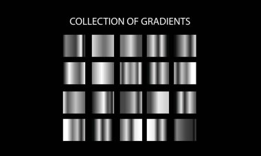 Eğim vektörü kümesi. Renkli metalik gradyan çizim vektörlerinin büyük koleksiyonu