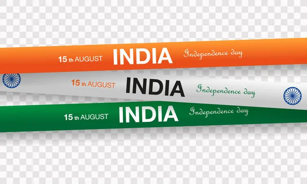 Indiska Självständighetsdagen Ballonger Och Band Indiens Flagga Augusti Vektor — Stock vektor