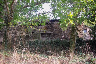 Galiçya, İspanya 'da harabe bir ev.