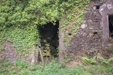 Galiçya, İspanya 'da sonsuza dek terk edilmiş taştan bir ev.