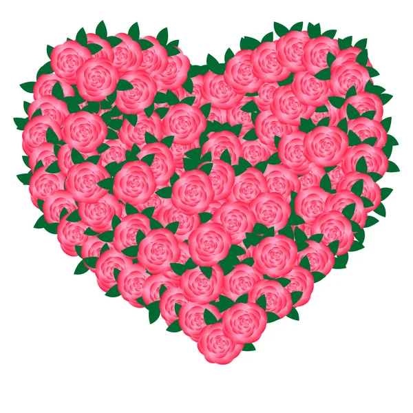 Corazón de flores rosadas — Vector de stock