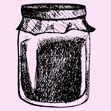 bir cam kavanoz reçel, stil doodle