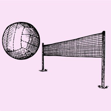 Voleybol topu ve voleybol net, ayarla