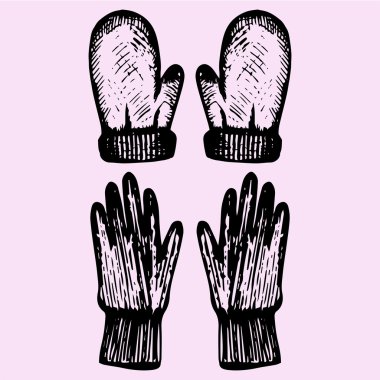 Kış eldiven ayarla, vektör