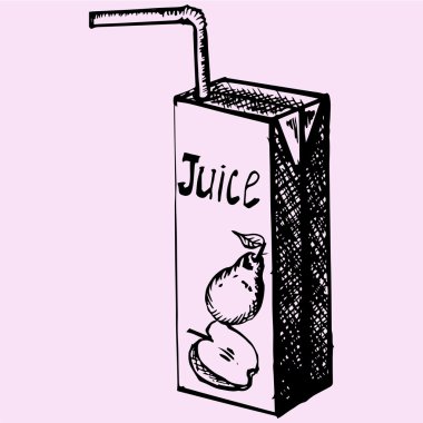 pack of juice with drinking straw clipart