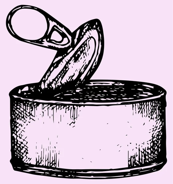 Boîte de conserve, style doodle — Image vectorielle