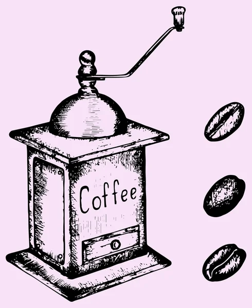 Molino de molino de café y frijoles — Archivo Imágenes Vectoriales