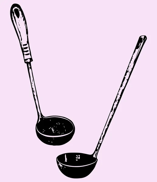 Mestolo di minestra, disegnato a mano — Vettoriale Stock