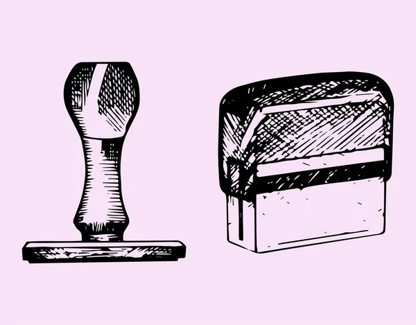 Sello de goma de madera y automático — Archivo Imágenes Vectoriales