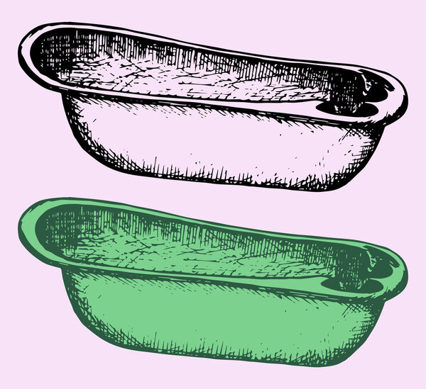 пластиковая ванна, в стиле каракулей
