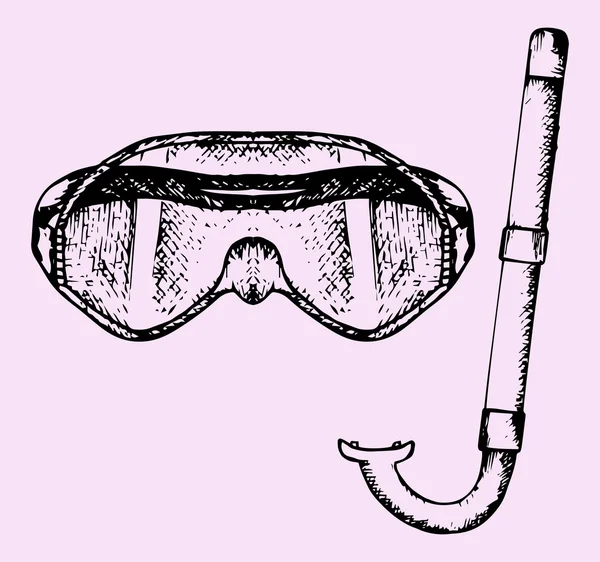 Duiken masker en een snorkel — Stockvector