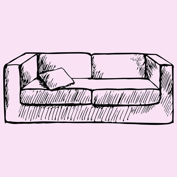 Soffa och kudde, vektor — Stock vektor