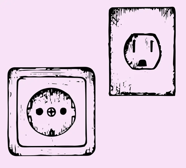 Socket, set, doodle style — Stock Vector