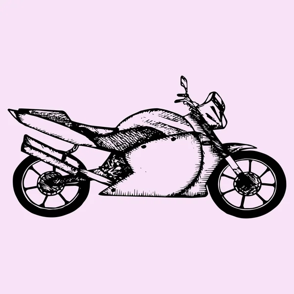 Sportowy motocykl, doodle styl — Wektor stockowy