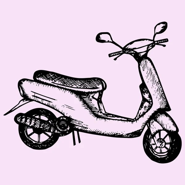 Scooter, estilo doodle, vetor — Vetor de Stock