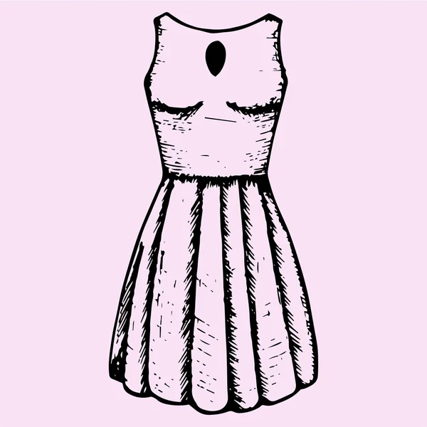 Frauenkleid, weibliches Sommerkleid — Stockvektor