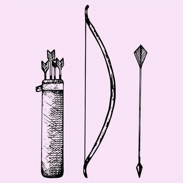 Ensemble d'arc et flèche — Image vectorielle