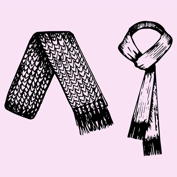 Set di sciarpa invernale, stile doodle — Vettoriale Stock