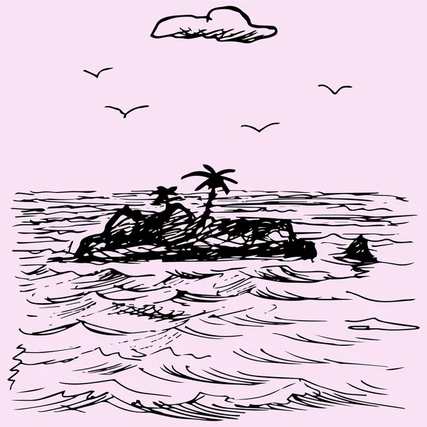 Saari meressä — vektorikuva
