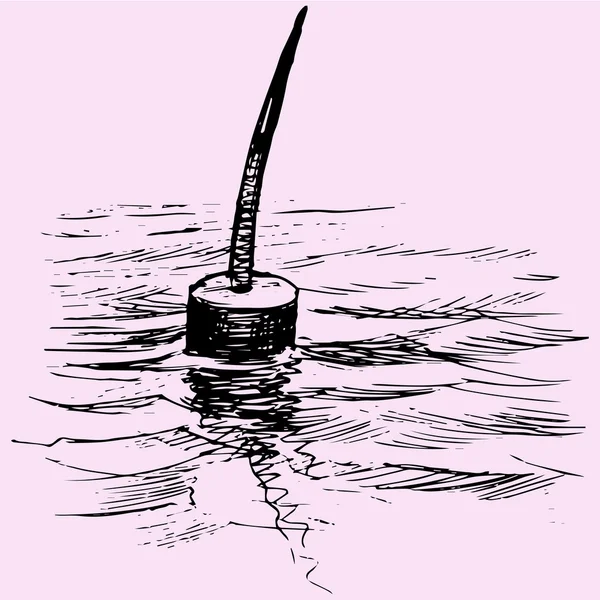 Pesca galleggiante, stile doodle, schizzo illustrazione — Vettoriale Stock