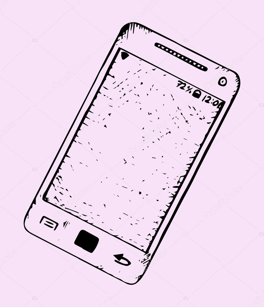 Cell phone, hand drawn Stock Vector Image by 95139072
