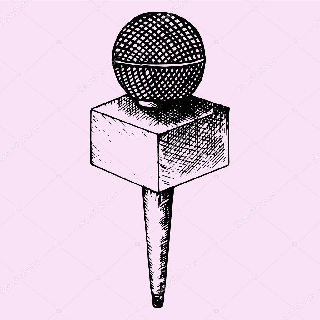 news microphone, doodle style